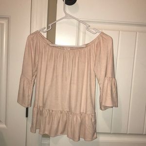 Women’s boutique suede top size small creamy beige
